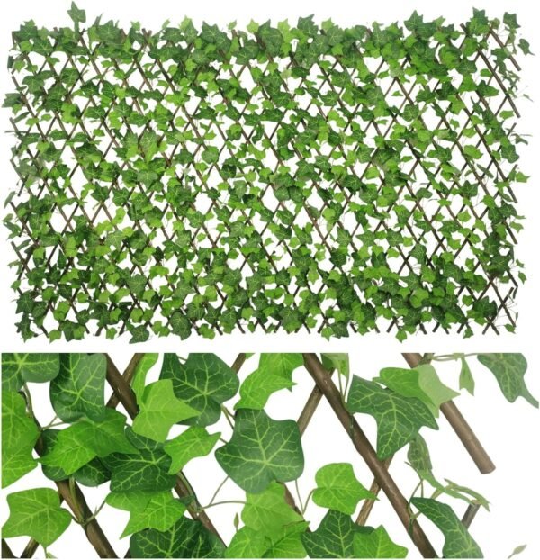 Expandable Privacy Screen Fence 2 Packs Artificial Faux Ivy Leaf Wall Screen Panel for Home Garden Patio Balcony Trellis Outdoor Silk Greenery Backdrop Decor