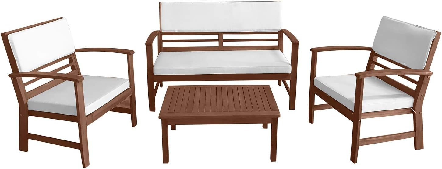 FDW Patio Conversation Set Patio Furniture Patio Sofa Set Outdoor FDW Patio Conversation Set Patio Furniture Patio Sofa Set Outdoor Chat Set 4-Piece Acacia Wood Outdoor Seating Set with Water Resistant Cushions and Coffee Table for Pool Beach Backyard Balcony Garden