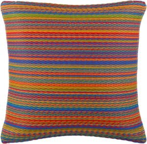 Fab Habitat Outdoor Premium Recycled Plastic Pillow - Waterproof, Fade Resistant - Striped - Patio, Porch, Deck, Balcony - Cancun - Multicolor - 16.5" x 16.5"