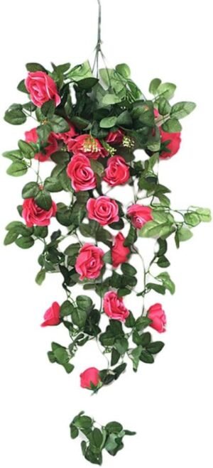 Fake Flowers Fake Rose Silk Flowers Indoor Hot Pink Room Flower Flower Hanging Basket Balcony Orchid Home Wall Living Flower Vine Flower Decor Hanging Home Decor