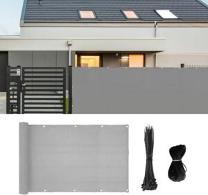 Fence Balcony Privacy Screen Cover,3ftx16.4ft Outdoor Shield Mesh Windscreen Deck Privacy Fence,UV-Resistant Sun Shade Privacy Fence for Porch Deck Outdoor Patio Backyard with Cable Ties（Light Grey）