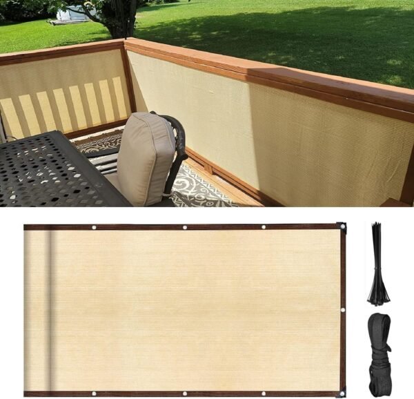 Fence Privacy Screen Balcony Deck Fencing Cover 3'3"x9'9" 80% Shade Fabric Sun Shade Cloth Decorative Fence Covering Net Mesh Shield with Grommet for Outdoor Garden Backyard Porch Patio Yard