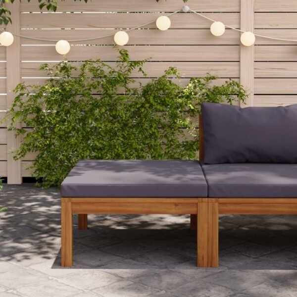 Footrest Outdoor futon,Small Patio Couch,Balcony Couch,Apartment Balcony Furniture,with Dark Gray Cushion Solid Acacia Wood