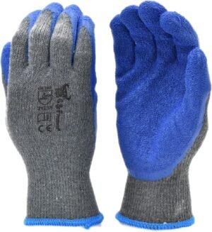 G & F Products - 3100L-DZ-Parent 12 Pairs Large Rubber Latex Double Coated Work Gloves for Construction, gardening gloves, heavy duty Cotton Blend Blue