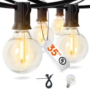 G40 35FT LED Outdoor String Lights, Patio Lights with 16 (1 Spare) Plastic Shatterproof Edison Bulbs, Outside Hanging Lights Waterproof for Porch, Deck, Garden, Backyard, Balcony, 2700K