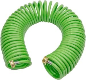 GREEN MOUNT Coil Garden Water Hose Premium PU With Brass Connectors Retractable self Coiling 50 ft Recoil RV Boat Hose