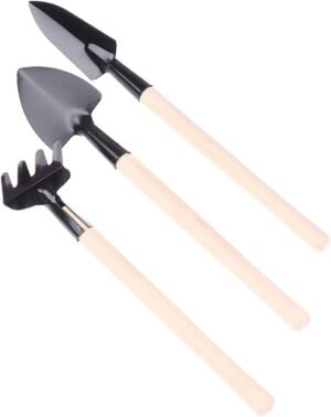 Garden Tools,Garden Shovel, 2/3PCs/Set Shovel Rake Tools Combination Home Gardening Tool Set Balcony Home-Grown Mini Digging Suits(Natural)