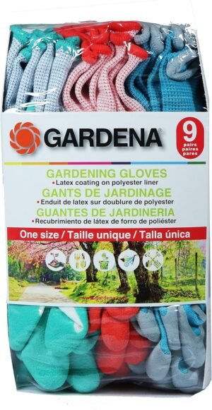 Gardena Gardening Gloves - Latex / Polyester - 9 Pairs