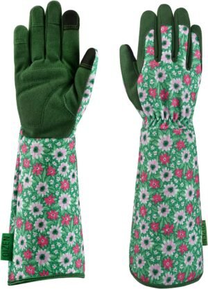 Gardening Gloves for Women, 1 Pair of OIZEN Long Sleeve Thorn Proof Garden Gloves for yard, Gardening Gifts for Women (Small)