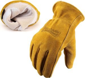 Gardening Work Gloves Leather: Garden Men Women Thorn Proof Cowhide Gardening Gloves for Heavy Duty Yard Work