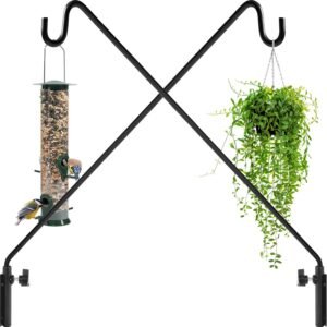 Gray Bunny Heavy Duty Deck Hook Wall Mounted, 2 Pack, 37" Extended Balcony Bird Feeder Hanger, Deck Hooks for Hanging Planters, Lanterns, Wind Chimes - Rust Proof & Adjustable, Black