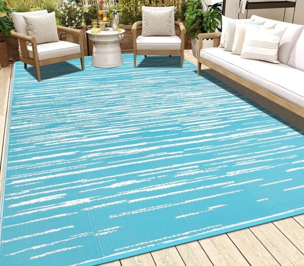 HEBE Outdoor Rug 5'x8' for Patios Clearance Waterproof Patio Mat Plastic Straw Rug Reversible RV Camping Tent Rug Outside Indoor Outdoor Area Rugs for RV,Deck,Beach,Balcony,Camper