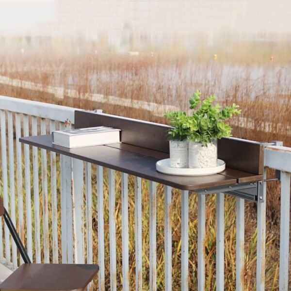 HONGYANG Outdoor Folding Side Table,Balcony Hanging Railing Table,Bar Lifting Desk,Balcony Table Balcony Deck Table,Adjustable Wall-Mounted Tables for Patio, 60 * 27cm/23.6 * 10.6in