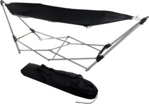 Hammock with Stand Included - Portable Hammock Fits into Carry Bag for Easy Travel - Perfect for Backyard, Pool, Beach, Hiking by Lavish Home (Black)