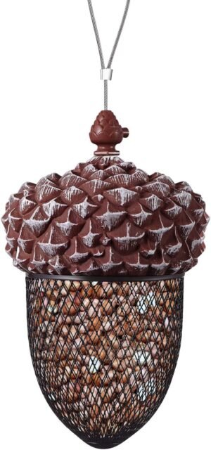 Hanging Acon Metal Bird Feeder Outdoor Decoration, Sunflower Seed and Peanut Bird Feeder for Woodpeckers, Titmice, Nuthatches, Chickadees, Jays and More