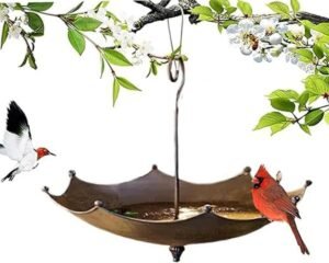 Hanging Bird Feeder Tray Bird Bath for Outdoors, Umbrella Shaped Wild Bird Feeders Tray for Bird Bath, 7 Inch Hummingbird Feeder for Outside, Birds Food Tray for Garden, Backyard Decorative