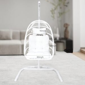 Hanging Egg Chair with Stand Indoor/Outdoor, Swinging Hammock Chair for Bedroom, Outside, Patio and Porch