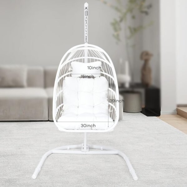 Hanging Egg Chair with Stand Indoor/Outdoor, Swinging Hammock Chair for Bedroom, Outside, Patio and Porch