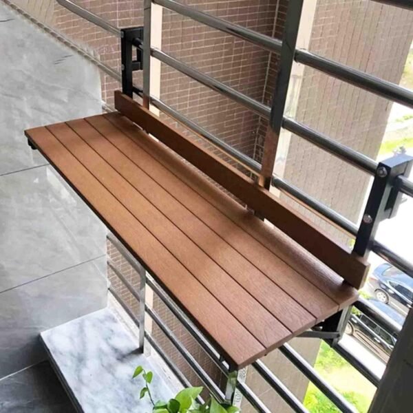 Hanging Half Table - Balcony Bar Table For Railings, Wall-Mounted Folding Side Tables Floating Shelves, 80-120Cm Wooden Adjustable Hanging Deck Table Desk For Patio, Porch, Garden (Brown 80*25Cm)