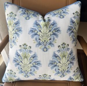 Haynes Damask Printed Decorative Square Accent Throw Pillow Cover - Decor for Living Room, Sofa, Chair, Patio, Car, Balcony, Bench, Porch, Nursery, Office, Bedroom - 18x18 Inches, Blue