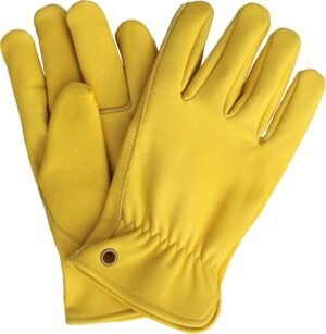 Heavy Duty Durable Cowhide Leather Work Gloves for Gardening,Yard Work Chores, Farm, Construction for Men & Women