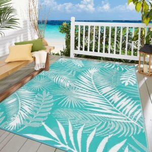 HiiARug Outdoor Rug 5x7Ft Outdoor Plastic Straw Rug Waterproof Outdoor Rugs for Patios Clearance Reversible Patio Mat Outdoor Carpet for Patios Porch Deck Beach RV Camper Backyard