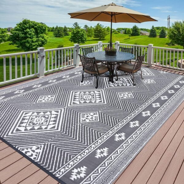 HiiARug Outdoor Rug for Patios Clearance 8'x10' Outdoor Plastic Straw Rug Waterproof Patio Camping Rug Reversible RV Mat Outdoor Area Rugs for Outdoors, RV, Patio, Backyard, Deck, Camping