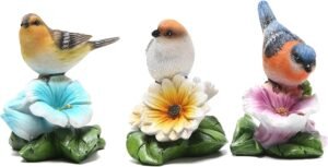 Hodao 3Pcs Spring Summer Bird Feather Textured Standing Bird Statue Resin floral Birds Decoration Summer Tiered Tray Decor Home Table Ornament Decor for Home Kitchen Farmhouse