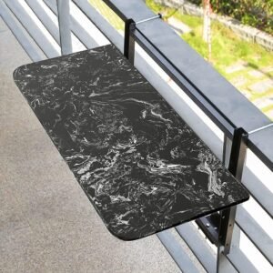 Home Railings Balcony Hanging Table, Folding Leisure Table, Balcony Folding Table, Garden Terrace Folding Table for Patio, Balcony and Deck Easy Assembly(Black,80 * 35cm)