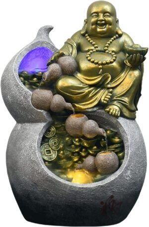 House Decorative Items Buddha Tabletop Waterfall Fountain - Fengshui Meditation Relaxing Indoor Decor Waterfall with Circular Water Flow Home Decor Tabletop Waterfall Fountain