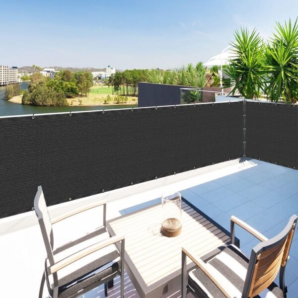 Houssity Black 3' x 5' Balcony Deck Fence Privacy Screen Cover Panel Shade Cloth Fabric for Chain Link Fence Patio Pool Railing Driveway Walkway Porch Playground Dog Kennel Residence Commercial Use