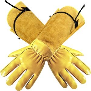 ITC Gardening Gloves for Women Thorn Proof Garden Gloves for Women and Men - Long Cuff Gardening Sleeves Leather Gauntlet