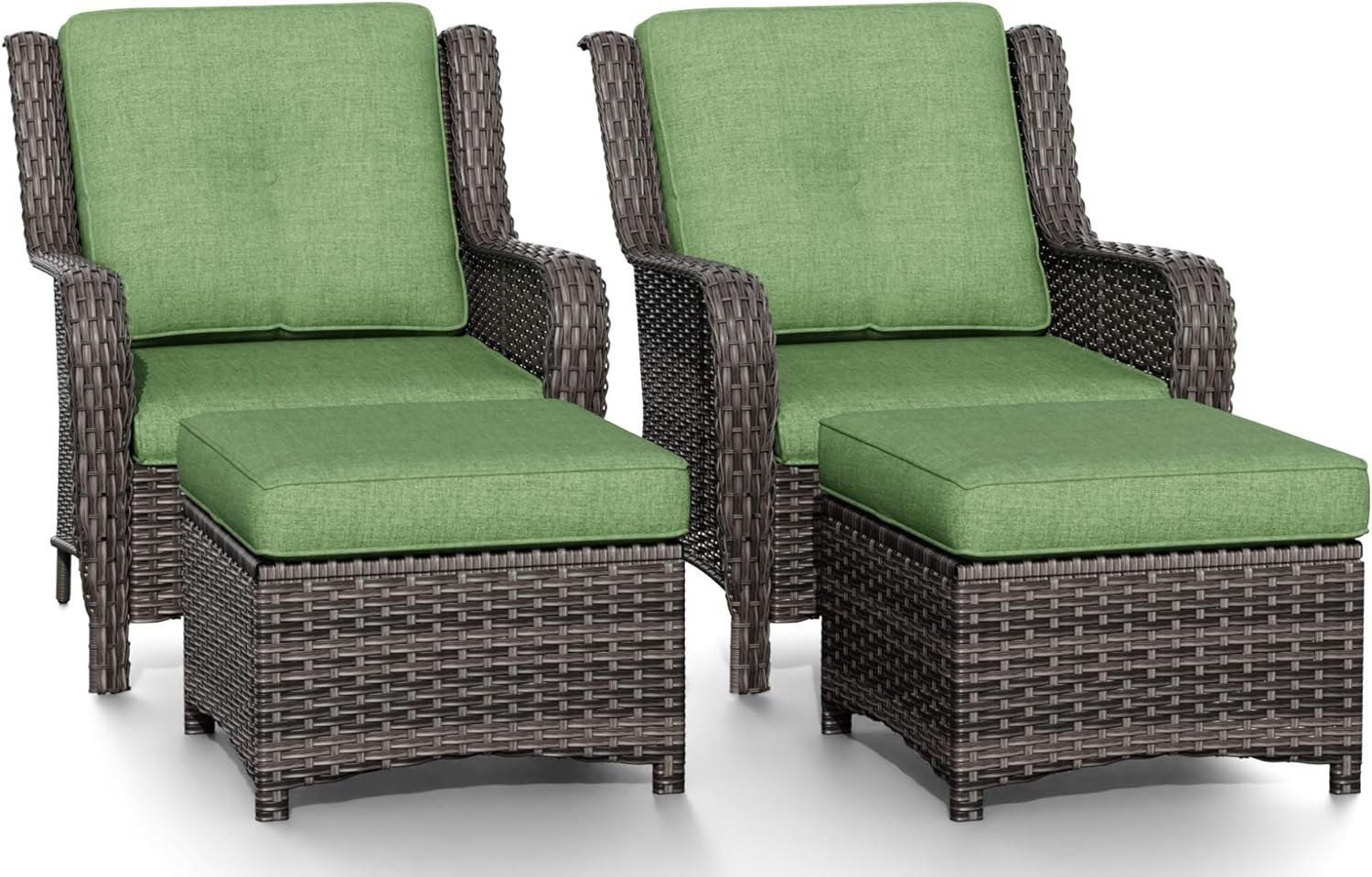 Joyside 4 Pieces Outdoor Patio Furniture Set Wicker Conversation Bistro Joyside 4 Pieces Outdoor Patio Furniture Set Wicker Conversation Bistro Set 2 PE Wicker Patio with 2pcs Ottomans for Backyard, Porch, Balcony(Mixed Grey/Green)