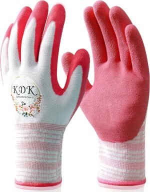 KDK Gardening Gloves for Women and Ladies, Breathable Rubber Coated Yard Garden Gloves