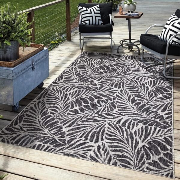 Keen Home Design Modern Outdoor Rug - 8x10 Textured Washable Indoor/Outdoor Rug for Patio, Kitchen, Balcony, Beach, Garden, Deck and Porch. Size: 7'9" x 10'2"