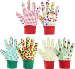 Kids Gardening Gloves, 3 Pairs Age 3-5 Kids Garden Gloves, Kids Non-Slip Children Yard Work Gloves for Boys Girls Gardening, DIY Light Work And Outdoor Activities - (3 Pairs Small)