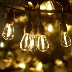 LED Outdoor String Lights, 26 Ft Patio Lights with 8+(1) Energy-Saving Waterproof Vintage Edison Bulbs for Backyard Lights, Balcony Lights, Bistro Lights Camping Outdoor Lighting