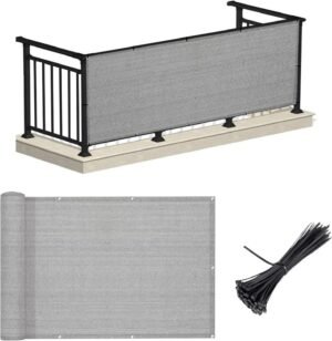 LOVE STORY Balcony Privacy Screen, 3'x10' Deck Shield Screen Fence Covering, 95% UV Protection, Weather-Resistant, HDPE Shade Fabric for Outdoor Patio, Backyard, Pool, Deck Railing (Beige Anthracite)