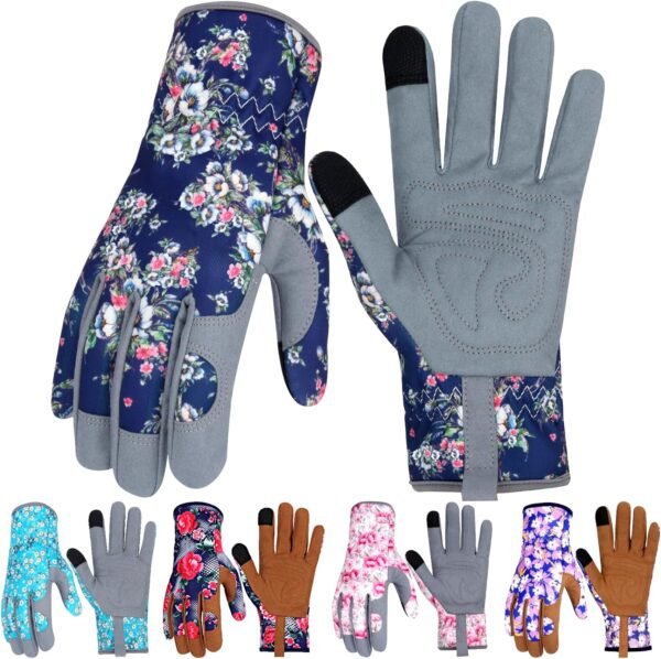 Leather Gardening Gloves for Women Thorn Proof Garden Gloves Touch Screen Working Gloves Gifts,L