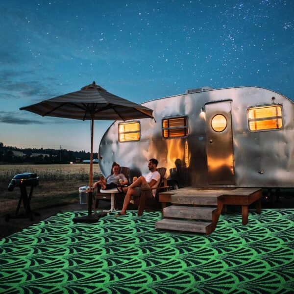 Luminous Outdoor Rugs | Glow in The Night Plastic Straw Rug | Outdoor Camping Rugs | Quick Drying Picnic Rug | Sand Free Reversible Beach Mats | 5 x 8 Feet | 2.7 lb