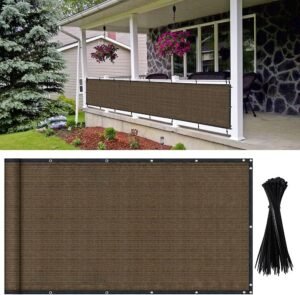 Lvydec Balcony Privacy Screen Cover, 16.5' x 3.5' Privacy Screen Fence for Porch Deck Garden Backyard Patio, Waterproof and UV-Resistant (Brown)
