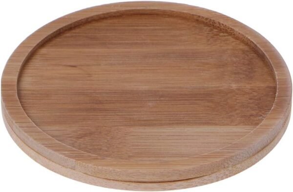 MEIYIN Round Bamboo Wood Saucer Plant Tray Mini Plant Flower Pot Stand Favor Succulent Pot Tray Simple Elegant Design Home Balcony Decor
