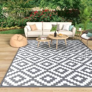 MOKANI Outdoor Rug Waterproof 4' x 6', Outdoor Plastic Straw Rug Patio Rugs Reversible Mat UV Resistant Indoor Area Rugs for Garden, Patio, Rv, Deck, Beach, Picnic, Backyard