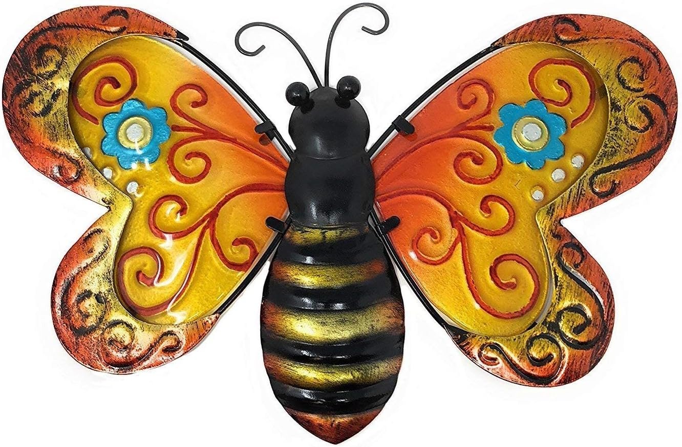 Metal Wall Art Decor Nature Inspired Flower Garden Bug Sculptures Metal Wall Art Decor Nature Inspired Flower Garden Bug Sculptures for Indoor Outdoor (Bee)