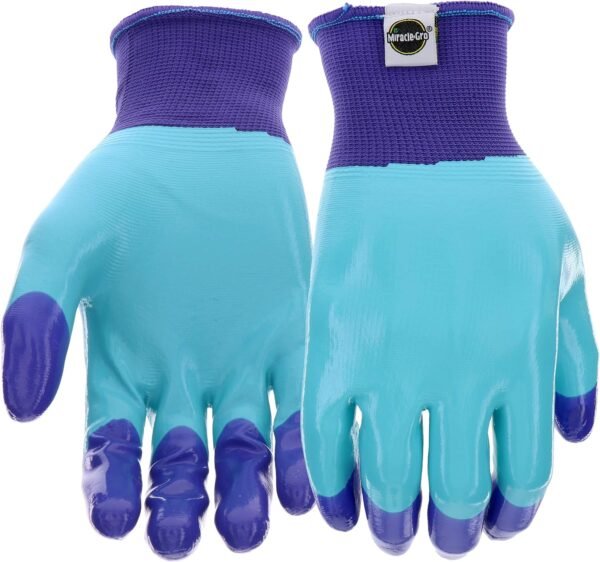 Miracle-Gro MG30855 Knit Gardening Gloves - Work Gloves with Nitrile Dipped Protection, Rib Knit Cuff