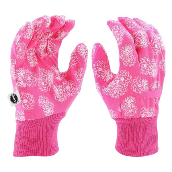 Miracle-Gro MG64002-WML Lightweight Canvas Gardening Gloves – Floral Print, Medium-Large, Women’s Polycot Work Gloves with Knit Wrists