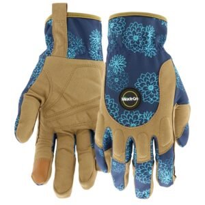 Miracle Gro Women's High-Dexterity Gardening Work Gloves, Touchscreen Technologies, Abrasion Resistant, Comfort, Blue/Tan, Medium, (MG86207/WML)