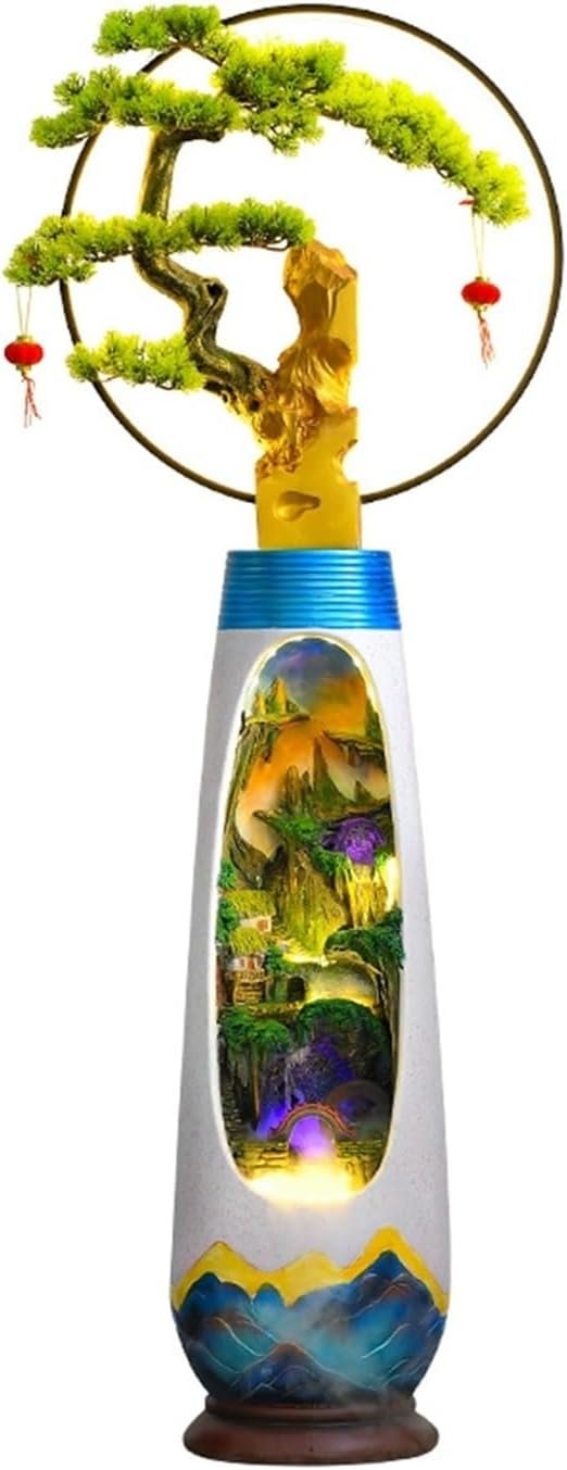 Modern Waterfall Fountains Ase Shape Floor Standing Fountain with LED Modern Waterfall Fountains Ase Shape Floor Standing Fountain with LED Light and Humidifier, Balcony Patio Garden Decoration, Housewarming or Opening Gifts(M)