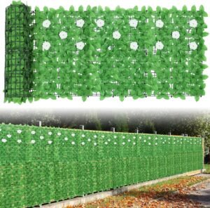 NANANARDOSO Artificial Ivy Privacy Fence, 91x46In(29.2sqft) Faux Evergreen Leaf Hedges Invisible Fencing Panel for Indoor Outdoor Garden Fence Decor, 24Pcs- 15.4" x 11.4"