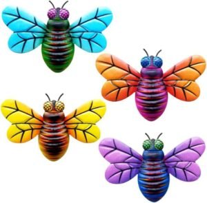 NEPOCHDOM Metal Bee Wall Decor - Outdoor Fence Wall Art Decor, Hanging for Garden Yard Living Room Bedroom Patio Balcony,Gift for Family Friends